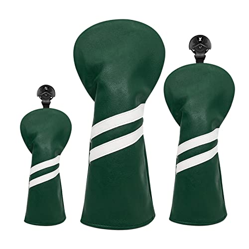 Harilla 3X Golf Holz Headcover Headcover mit auswechselbarem Nummernschild Long Neck Herren Damen PU Golf Schutzhülle Guard Zubehör, Grün von Harilla