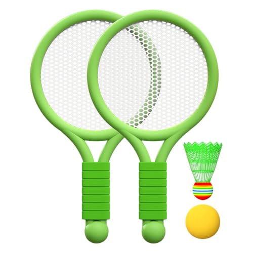 Harilla Badminton-Tennis-Set für Kinder, Tennisschläger-Set mit Ball, Federball, Tennisschläger für Kinder für Zuhause, Indoor- und Outdoor-Strandspielzeug, Grün von Harilla