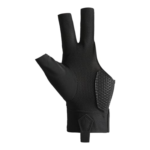 Harilla Billardhandschuh, 3-Finger-Poolhandschuh mit verstellbarem Handgelenk, für Erwachsene, Spielhandschuhe, Sportzubehör, Queue-Sporthandschuh, Schwarz von Harilla