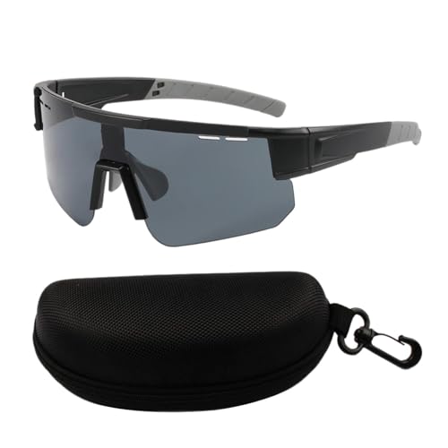 Harilla Fahrradbrille, Reitbrille, stilvolle, blendende Sonnenbrille, polarisierte Sonnenbrille, Sport-Sonnenbrille zum Radfahren, Wandern, Schwarzgrau von Harilla