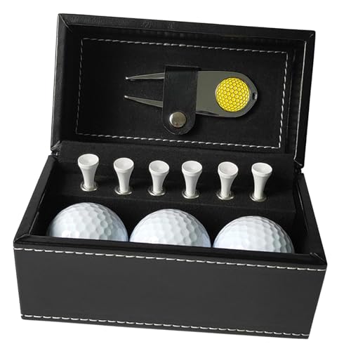 Harilla Geschenkset mit Golfbällen und Tees, 6 Tees, Golfzubehörset, Golf-Divot-Tool, Golfgeschenk für Männer, Golfbälle für Golfer, Opa, Grün, Gelbes Divot-Werkzeug von Harilla