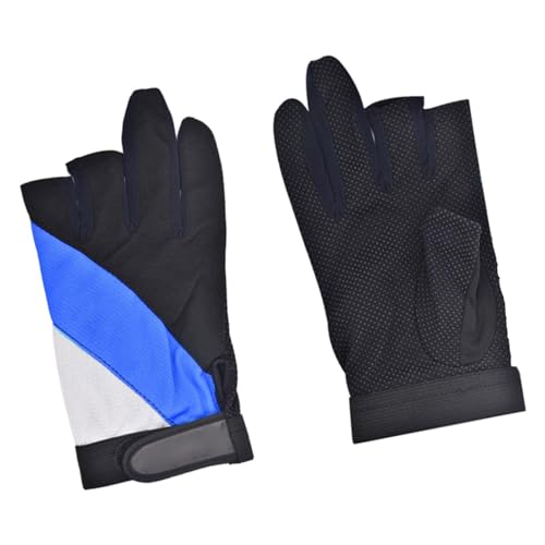 Harilla Handschuhe mit 3 Schnittfingern, Fingerschutz, rutschfest, multifunktional, Fahrradhandschuhe, verstellbar, für Outdoor-Sport, Kajakfahren, Camping, Blau von Harilla
