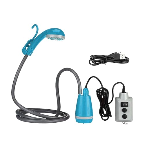 Harilla Tragbare Campingdusche, wiederaufladbare USB-Kompaktdusche mit elektrischer Duschpumpe, Außendusche für Reisen, Rucksackreisen, Haustierreinigungsbad, Blau von Harilla