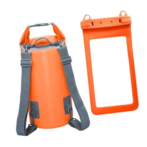 Harilla Wasserdichter Dry Bag-Rucksack mit Telefontasche Rolltop-Aufbewahrungstasche hält die Ausrüstung trocken für Wasserpark, Schwimmen, Bootfahren, Orange von Harilla