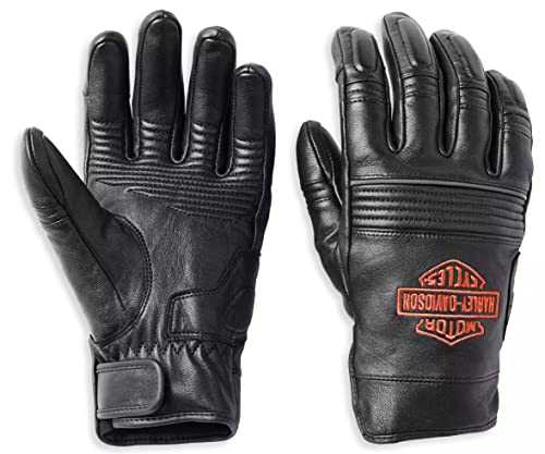 HARLEY-DAVIDSON Herren Motorrad-Handschuhe Grapnel Bar & Shield mit Touchscreen Handyhandschuhe Biker Leder-Handschuhe, L von Harley-Davidson
