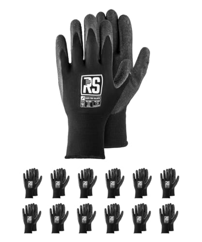 Harmon RS SAFE TEC BLACK/Montagehandschuhe aus Nylon mit rauer Beschichtung Latex/Größe 10, 12 Paar/Schwarz/Handschuhe Arbeitshandschuhe von HARMON