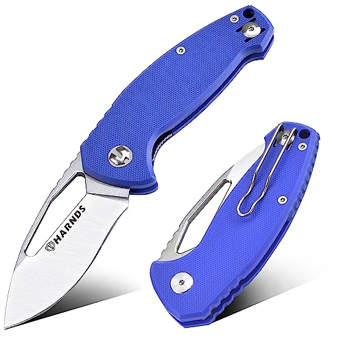 Harnds Seal Klappmesser, Klapp Taschen Messer mit 68mm Japan AUS-8 Stahl Klinge und Rutschfester G10 Griff,Einhandmesser mit Clip und Klingenverriegelung fur Selbstverteidigung Outdoor (Blau) von Harnds