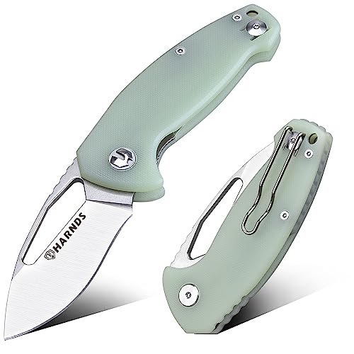 Harnds Seal Outdoor Messer Klappmesser mit Aus-8 Stahlklinge Taschenmesser mit G10 Griff Pocketclip (Transparentes Cyan) von Harnds