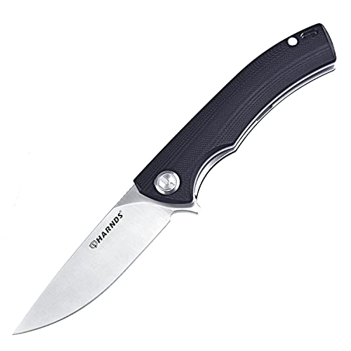 Harnds Talisman Klappmesser Messer mit Clip Folding Knife mit 14C28N StahlKlinge,G10 Griff und Kugellager(Schwarz) von Harnds