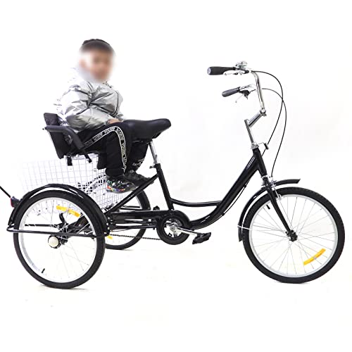 HaroldDol 20 Zoll Dreirad Für Erwachsene Mit Einkaufskorb, 3 Räder Fahrrad Senioren Erwachsenendreirad, Single Speed, Geschenke von HaroldDol