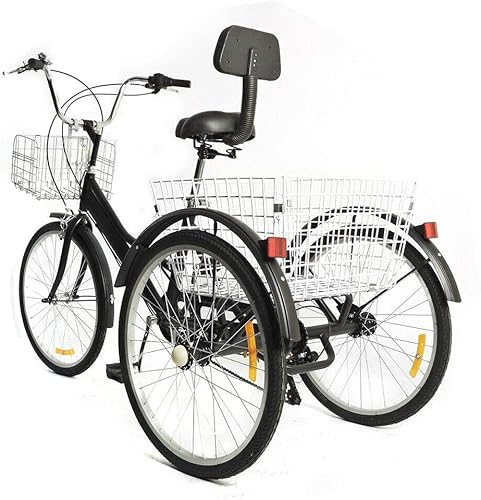 HaroldDol 24 Zoll Dreirad Für Erwachsene, 7 Gang 3 Rad Fahrrad Mit Einkaufskorb, Lastenfahrrad Shopping, Geschenke von HaroldDol
