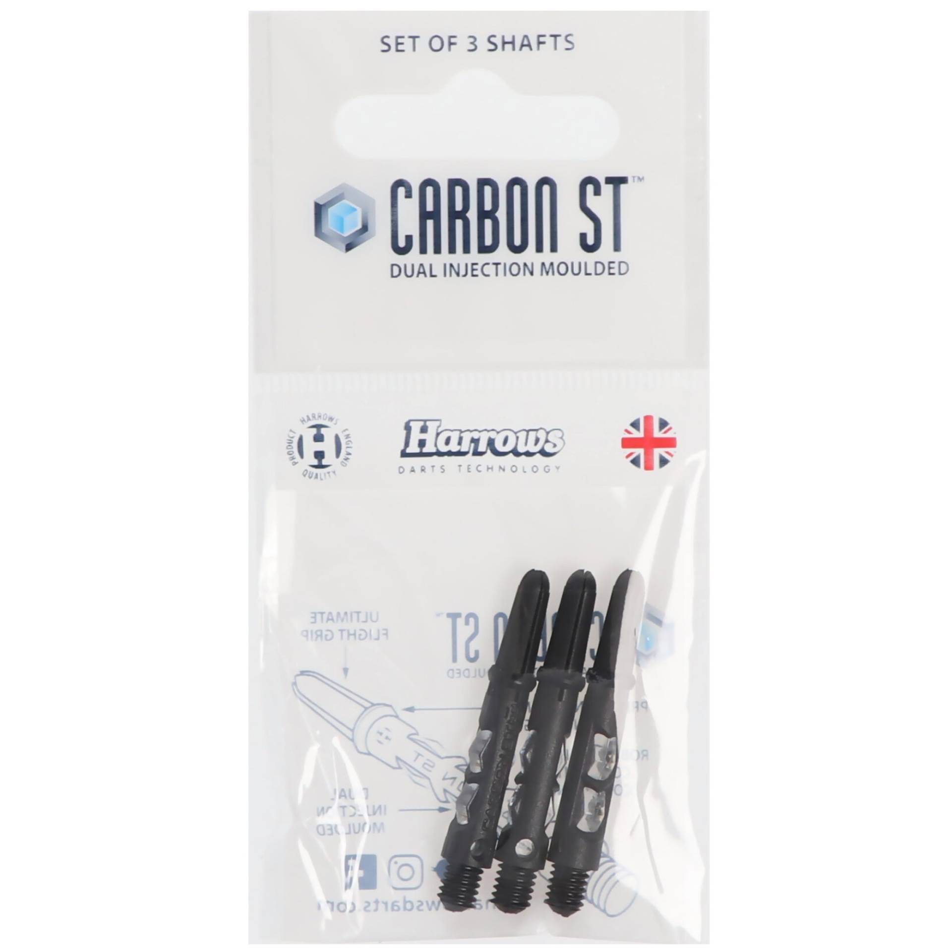 Harrows Carbon ST Schaft, Short, 2BA, schwarz transparent, 3 Stück von Harrows