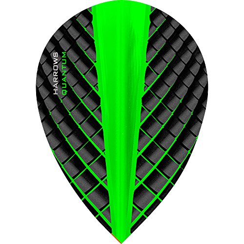 Harrows Quantum Dart-Flights, 100 Mikron, Birnenform, 3D-Effekt, 5 Sets (15 Stück) (grün) von Harrows