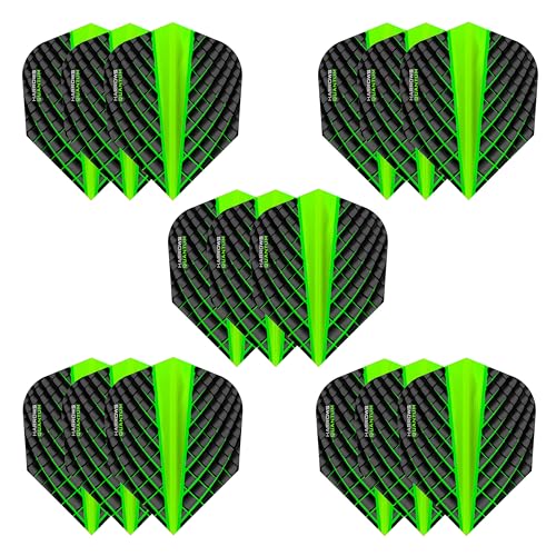 Harrows Quantum Dart-Flights | 5 x Sets Dart-Flights (insgesamt 15 Flights) I 100 Mikron Dart-Flights I Premium Extra Stark Made in UK I Professionelles Dartzubehör I Grüne Dart-Flights von Harrows