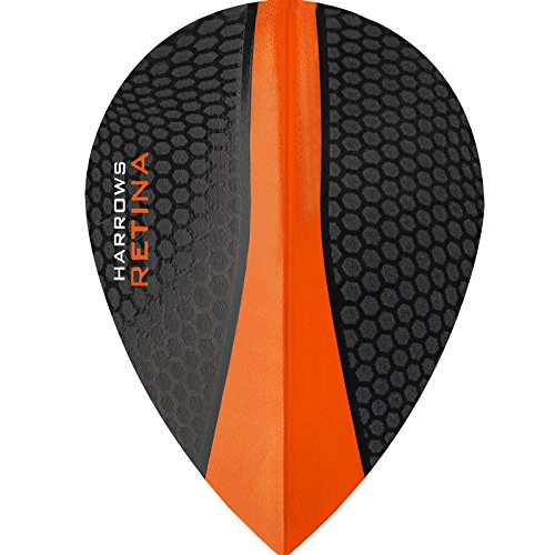 Harrows Retina Dart-Flights, 100 Mikron, extra stark, Birnenform, 10 Sets (30 Stück) (Orange) von Harrows