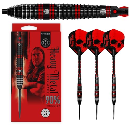 Harrows Ryan Searle „Heavy Metal“ Serie 2-Spieler-Darts-Set I Professionelle Darts 90% Wolframstahlspitze 22 g bis 26 g, 30 g und 32 g Pro Darts (24 Grams) von Harrows