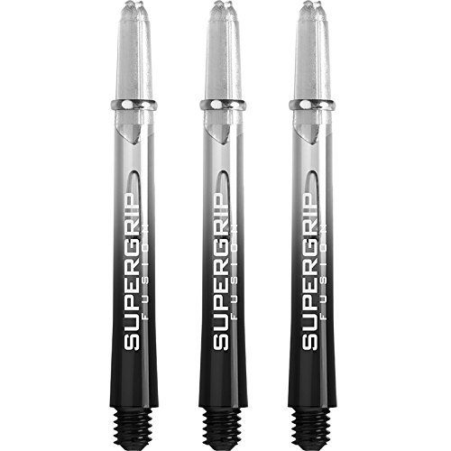 Harrows Supergrip Fusion Dartschäfte, mit gefrästen Ringen, Medium, 5 Sets (15 Stück) (Schwarz & Transparent) von Harrows