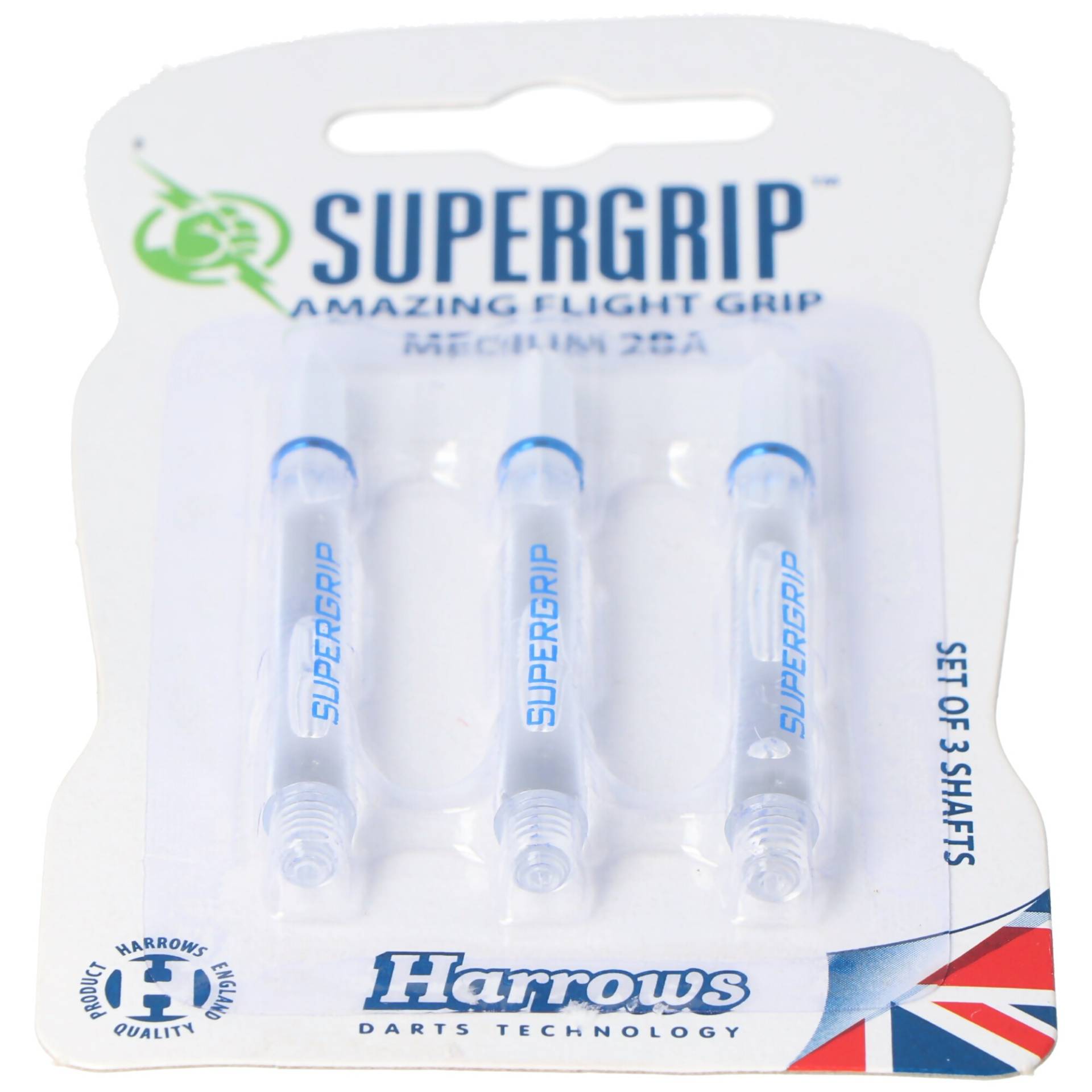 Harrows Supergrip Medium, 2BA,3er Set, transparent/blau von Harrows