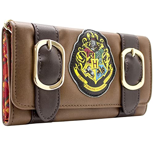 Dobby H.P. Hogwarts Schule Emblem Schülerkoffer Portemonnaie/Beurs Tri-Fold Münzfach & Kartenhalter, Braun von Harry Potter