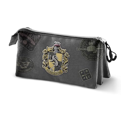 Harry Potter Hufflepuff-Dreifach Federmäppchen, Grau, 23 x 11 cm von Harry Potter