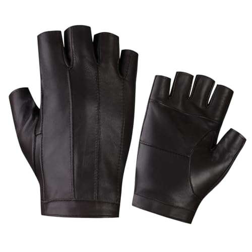 Harssidanzar Fingerlose Fahrhandschuhe Outdoor Sport Half Finger Handschuhe für Damen KL028EU,Braun,Größe L von Harssidanzar