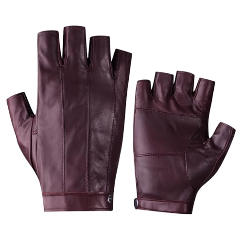 Harssidanzar Fingerlose Fahrhandschuhe Outdoor Sport Half Finger Handschuhe für Damen KL028EU,Bungundy,Größe L von Harssidanzar