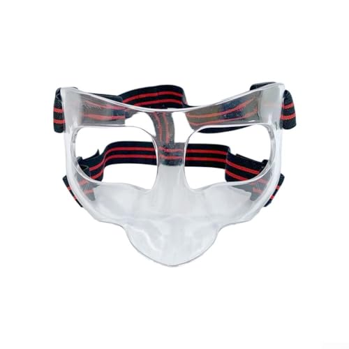 Hasaller Nasenschutz für gebrochene Nase, Basketball-Nasenschutz, verstellbar, Kollisionsschutz, transparent mit Polster (A Rot) von Hasaller