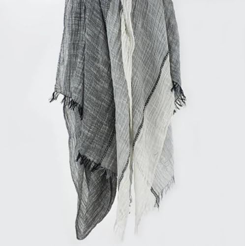 Schals Tücher Halstuch Scarf Damen Winterschal Aus Baumwolle, Schwarz, Für Herren, Weich, Knitterfrei, Unisex, Langer Schal Und Ringschal, Große Größe, 80 X 205 cm, Schwarzgraubeige von Hasdnker