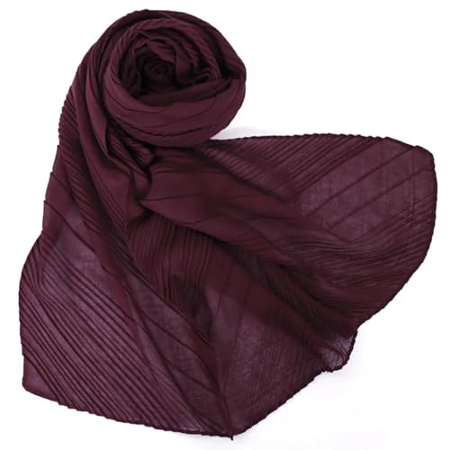 Schals Tücher Halstuch Scarf Muslimischer Einfarbiger Schal Für Damen, Hijabs, Baumwoll-Plissee-Schals, Einfarbig, Sommer-Bandana, Kopftuch, Zerknittertes Halstuch, Schals, Turban, 9 von Hasdnker