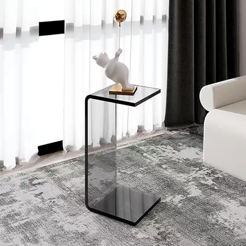 Haseller Acryl Nachttisch Beistelltisch Kleiner moderner Klarglas-Kaffee-Snack-Tisch Schmaler Tisch für Wohnzimmer Home Office, transparent,30×30×55cm von Haseller