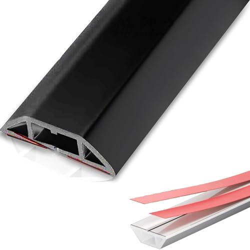 Haseller Gummikabel-Bodenabdeckung PVC-Weichmaterial leicht geschnitten Ideale Verlängerungskabelabdeckung für Büro-Hom-Überflurkabel-Schutz,Black,15m von Haseller