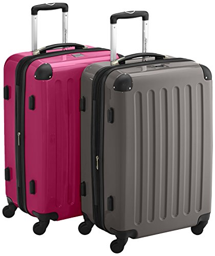 HAUPTSTADTKOFFER - Alex - 2er Koffer-Set Hartschale glänzend, TSA, 65 cm, 74 Liter, Graphit-Magenta von Hauptstadtkoffer