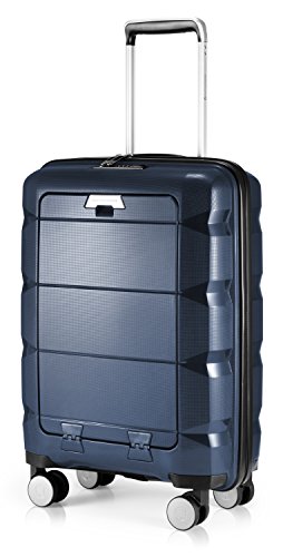 HAUPTSTADTKOFFER - Britz - Handgepäck mit Laptopfach Hartschalen-Koffer Trolley Rollkoffer Reisekoffer Erweiterbar, TSA, 4 Rollen, 55 cm, 34 Liter, Dunkelblau von Hauptstadtkoffer