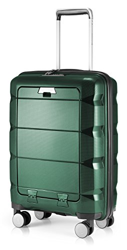 HAUPTSTADTKOFFER - Britz - Handgepäck mit Laptopfach Hartschalen-Koffer Trolley Rollkoffer Reisekoffer Erweiterbar, TSA, 4 Rollen, 55 cm, 34 Liter, Dunkelgrün von Hauptstadtkoffer