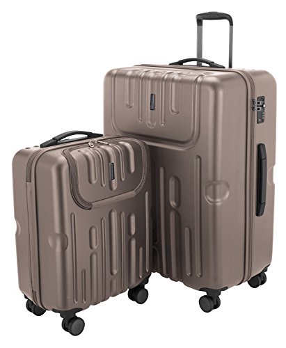 HAUPTSTADTKOFFER - Havel - 2er Koffer-Set (Handgepäck mit Laptop-Fach und Großer Reisekoffer) Trolley-Set Rollkoffer Hartschalenkoffer, TSA, (S & L), Gold von Hauptstadtkoffer