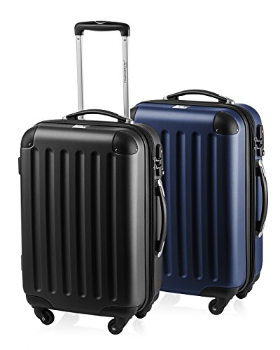 HAUPTSTADTKOFFER - Spree - 2er Koffer-Set Handgepäck Hartschale, TSA, 55 cm mit Volumenerweiterung, Schwarz-Dunkelblau von Hauptstadtkoffer