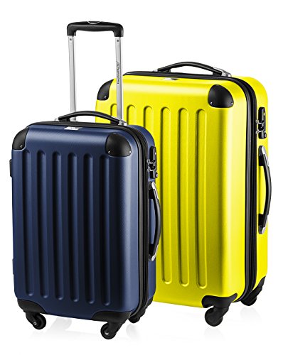 HAUPTSTADTKOFFER - Spree - 2er Koffer-Set Hartschale Matt, TSA, 55 / 65 cm, mit Volumenerweiterung, Dunkelblau-Gelb von Hauptstadtkoffer