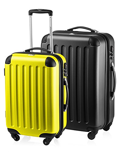 HAUPTSTADTKOFFER - Spree - 2er Koffer-Set Hartschale Matt, TSA, 55 / 65 cm, mit Volumenerweiterung, Gelb-Schwarz von Hauptstadtkoffer
