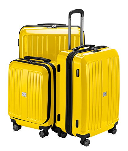 HAUPTSTADTKOFFER - X-Berg - 3er Koffer-Set Hartschalen-Koffer Koffer Trolley Rollkoffer Reisekoffer, TSA, (S, M & L) Gelb glänzend von Hauptstadtkoffer