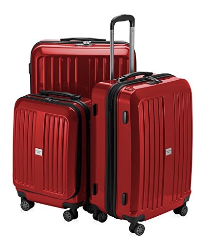 HAUPTSTADTKOFFER - X-Berg - 3er Koffer-Set Hartschalen-Koffer Koffer Trolley Rollkoffer Reisekoffer, TSA, (S, M & L) Rot glänzend von Hauptstadtkoffer