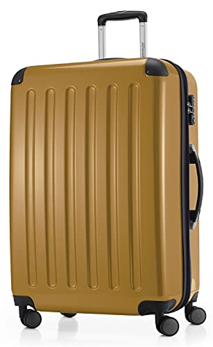 ALEX - Großer Hartschalen-Koffer Trolley Rollkoffer Reisekoffer, 4 Doppel-Rollen, TSA, 75 cm, 119 L, Herbstgold von Hauptstadtkoffer