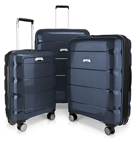 HAUPTSTADTKOFFER - Britz - 3er Koffer-Set Trolley-Set Rollkoffer Reisekoffer Erweiterbar, TSA, 4 Rollen, (S, M & L), Dunkelblau von Hauptstadtkoffer