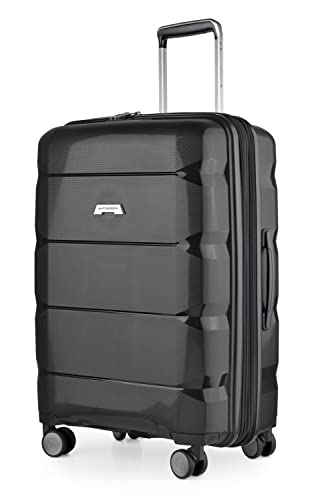 HAUPTSTADTKOFFER - Britz - Hartschalen-Koffer Trolley Rollkoffer Reisekoffer Erweiterbar, TSA, 4 Rollen, 65.5 cm, 60 Liter, Schwarz von Hauptstadtkoffer