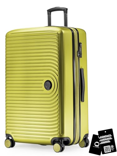 Hauptstadtkoffer Mitte - Großer Hartschalenkoffer + Digitaler Namensschild, TSA, 4 Rollen, Check-In Gepäck mit XL-Erweiterung, Reisegepäck 77cm, Koffer bis 23kg Gepäck, 130 Liter, Farn von Hauptstadtkoffer