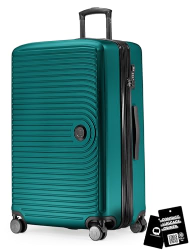 Hauptstadtkoffer Mitte - Großer Hartschalenkoffer + Digitaler Namensschild, TSA, 4 Rollen, Check-In Gepäck mit XL-Erweiterung, Reisegepäck 77cm, Koffer bis 23kg Gepäck, 130 Liter, Türkis von Hauptstadtkoffer
