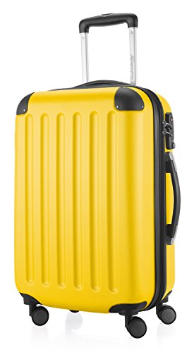 HAUPTSTADTKOFFER - SPREE - Handgepäck Hartschalen-Koffer Trolley Rollkoffer Reisekoffer, 4 Doppel-Rollen, 55 cm, 42 L, Gelb von Hauptstadtkoffer