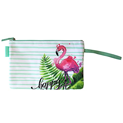 Bikini Wetbag Happy Lindgrün, wasserdichte Badetasche, Bikini Bag im Sommer Design, Nasstasche für Unterwegs, Schwimmbeutel für Urlaub, Strand, Schwimmbad von Haus und Deko