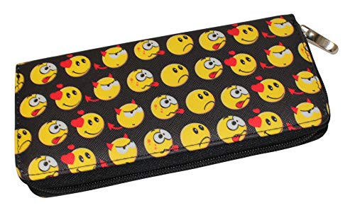 Emoji Geldbörse Reißverschlussbörse Geldbeutel Portemonnaie in Schwarz mit lustigen Smileys von Haus und Deko