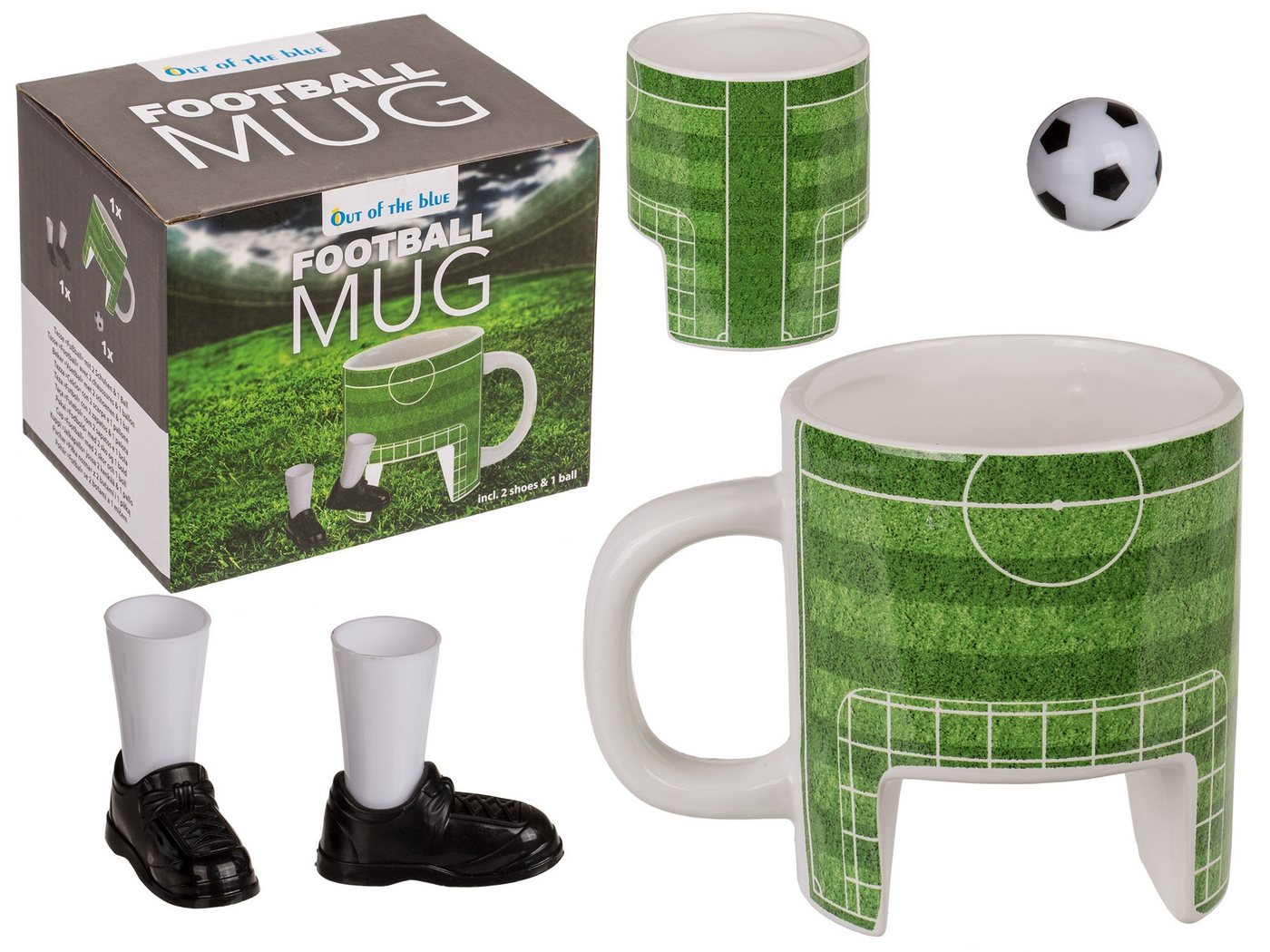 Haus und Deko Geschirr-Set Tasse Fußballtasse mit Ball und Fußballschuhen Fun Tasse Becher Mug (1-tlg), Keramik von Haus und Deko