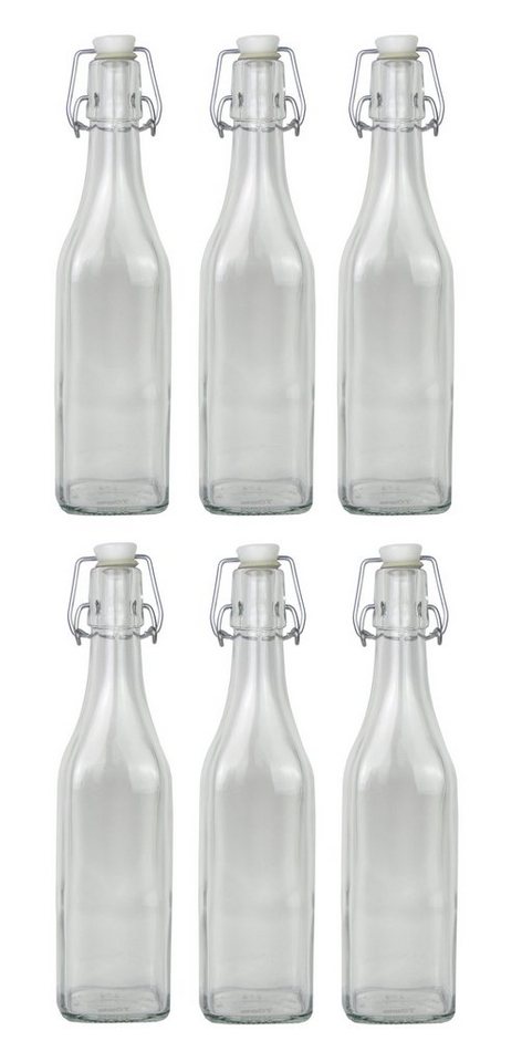 Haushalt International Trinkflasche 6 x vierkant Glasflasche á 500ml mit Bügelverschluss von Haushalt International